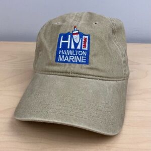 Hamilton Marine Maine Strapback Dad Hat Lobster Buoy Logo Boat Fishing Supplier